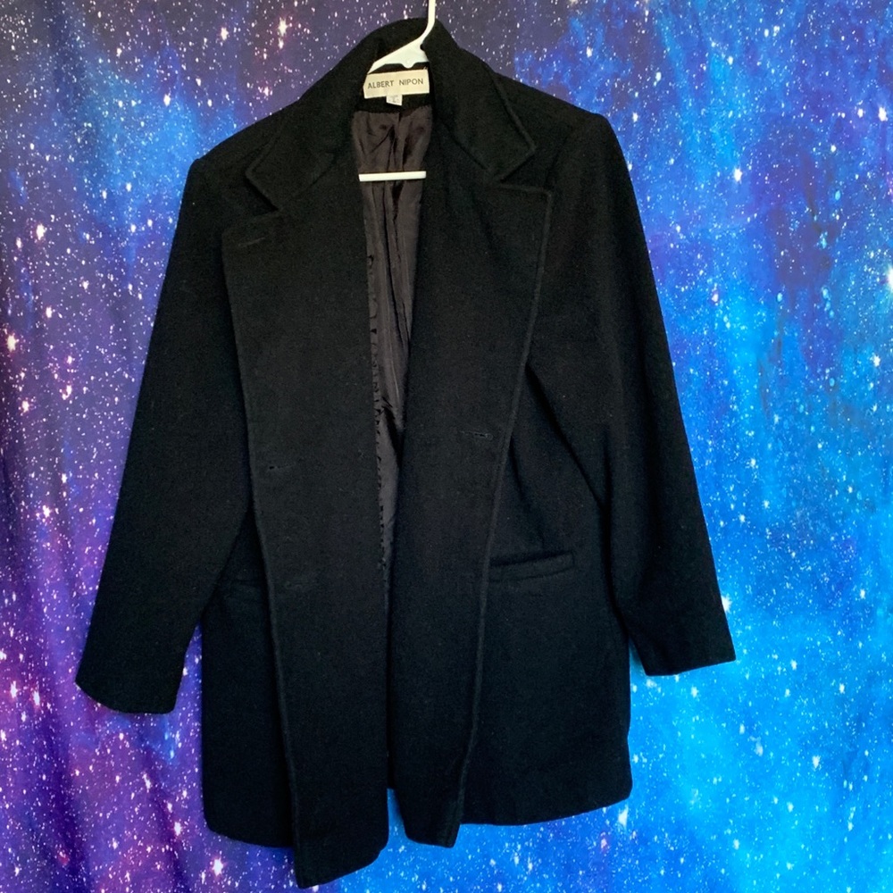 Albert Nipon- Black Peacoat Size 8 - image 1